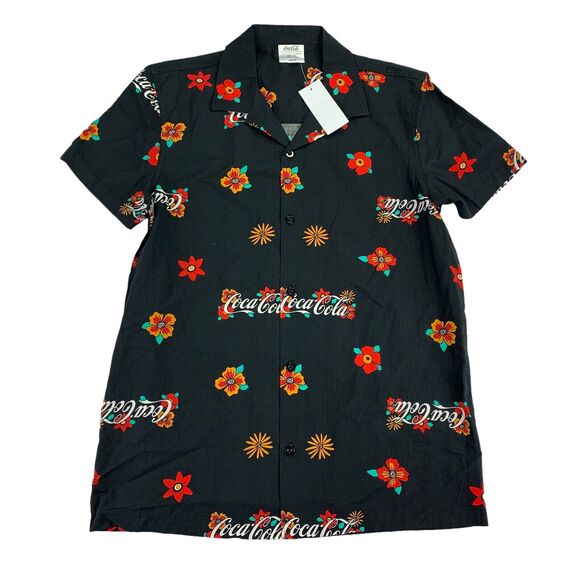 Hybrid Apparel Other - Hybrid Apparel Mens Coca Cola Floral Short Sleeve Button Down Shirt Black S